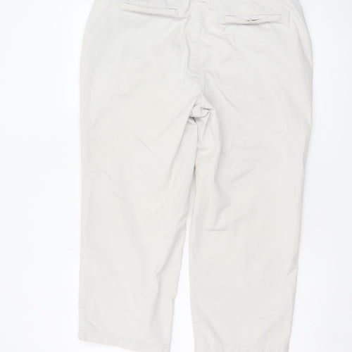Lands' End Women Beige Cropped Chino Trousers UK 14 Cotton Blend