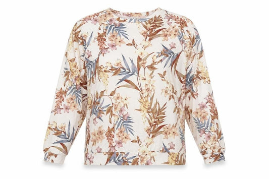 Jeff & Co Women's Beige Floral Long Sleeve Jersey Nightshirt Size 10-12