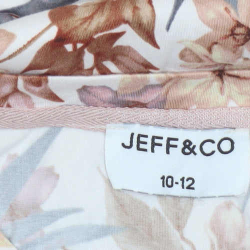 Jeff & Co Women's Beige Floral Long Sleeve Jersey Nightshirt Size 10-12