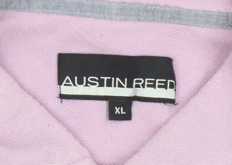 Austin Reed Men's Pink Cotton Polo Shirt XL Regular Fit