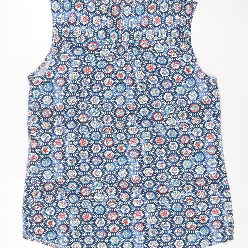 Isle Collection Women's Blue Floral Sleeveless Tunic Blouse Size 14