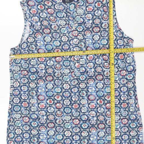 Isle Collection Women's Blue Floral Sleeveless Tunic Blouse Size 14