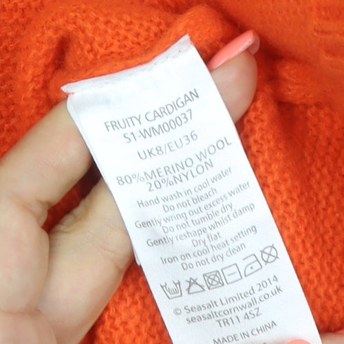 Seasalt Cornwall Women’s Orange Cardigan UK 8 Merino Wool Knit