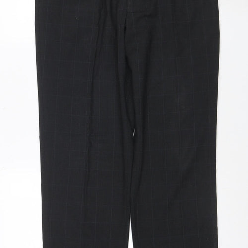 Marks and Spencer Men's Black Wool Blend Check Dress Trousers 34W 31L
