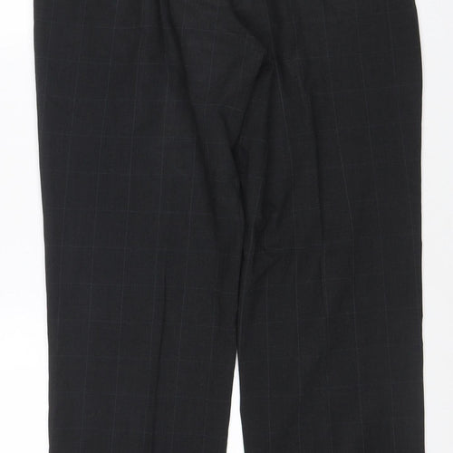 Marks and Spencer Men's Black Wool Blend Check Dress Trousers 34W 31L