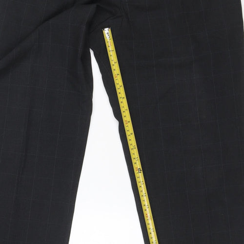 Marks and Spencer Men's Black Wool Blend Check Dress Trousers 34W 31L
