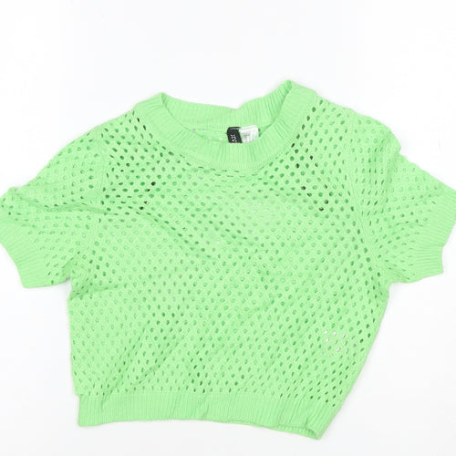 H&M Divided Women’s Green Knit Cropped Short Sleeve Top XS