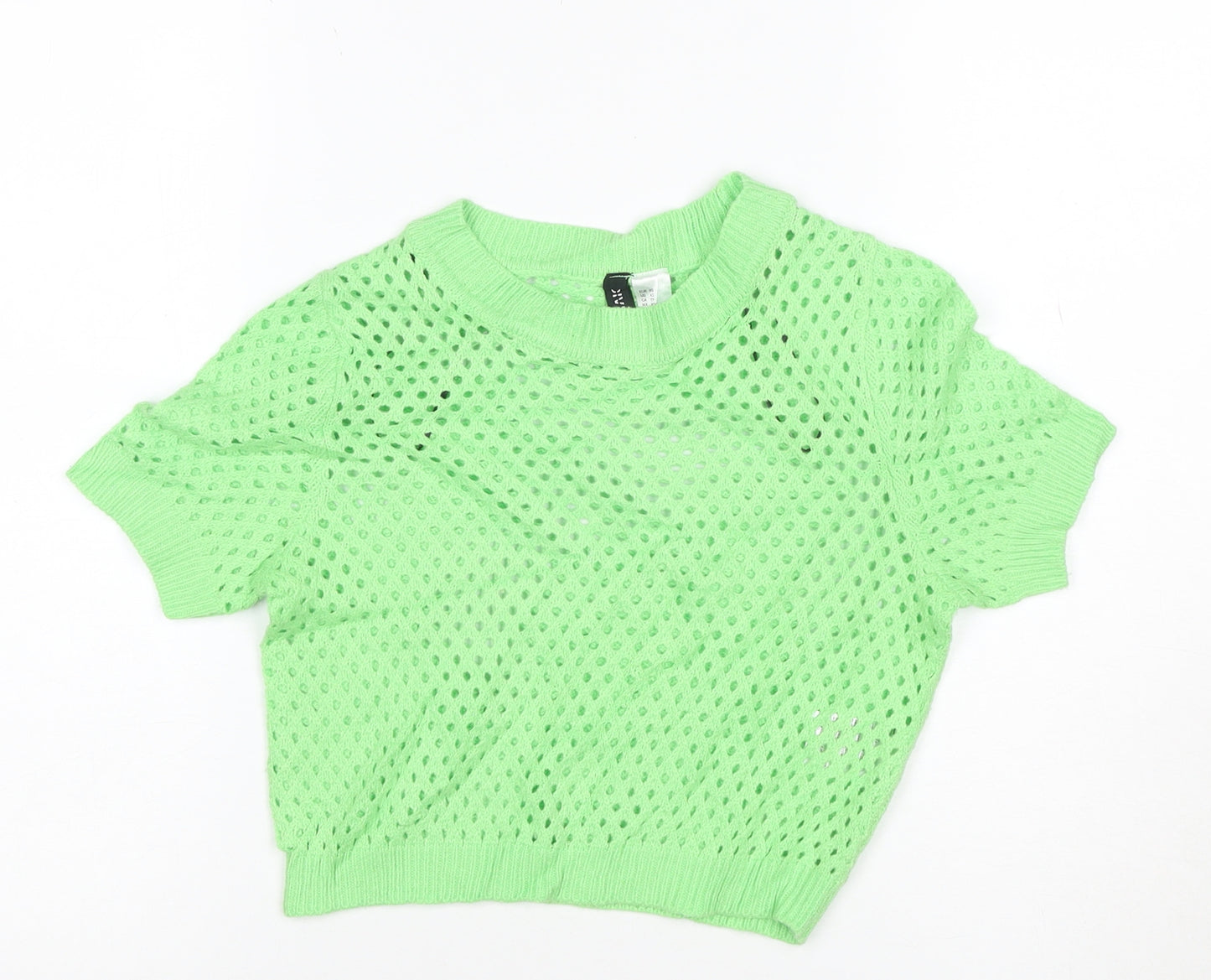 H&M Divided Women’s Green Knit Cropped Short Sleeve Top XS
