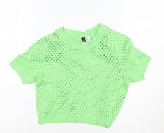 H&M Divided Women’s Green Knit Cropped Short Sleeve Top XS
