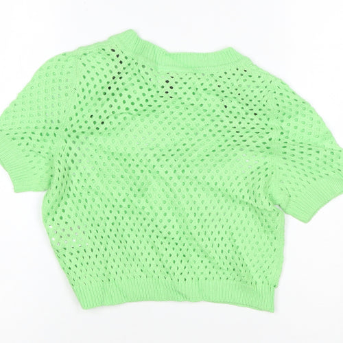 H&M Divided Women’s Green Knit Cropped Short Sleeve Top XS