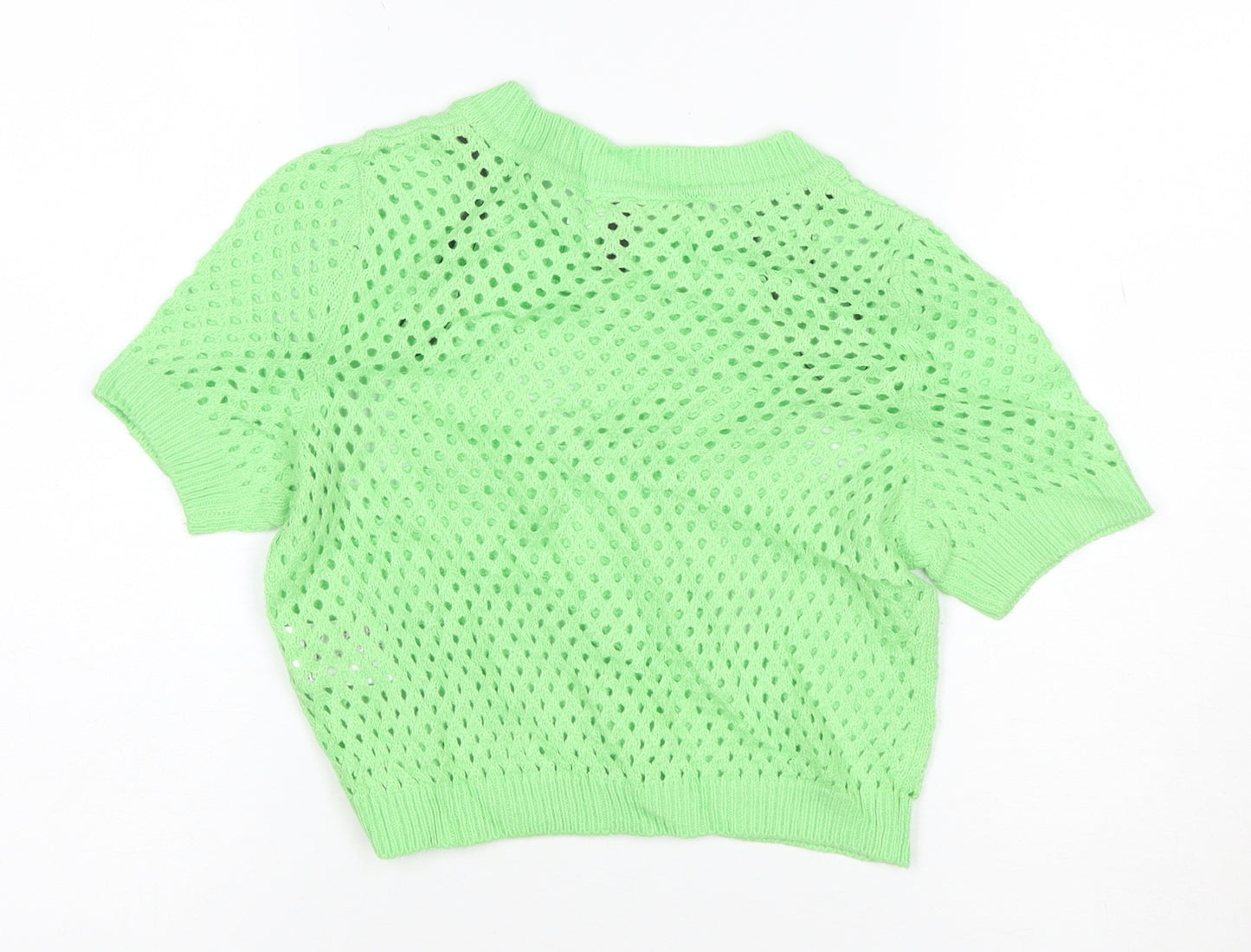 H&M Divided Women’s Green Knit Cropped Short Sleeve Top XS