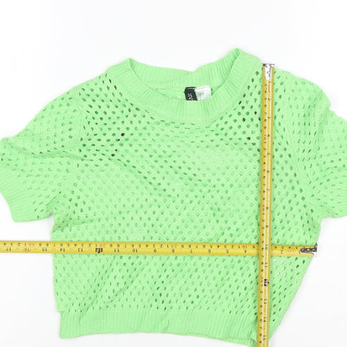 H&M Divided Women’s Green Knit Cropped Short Sleeve Top XS