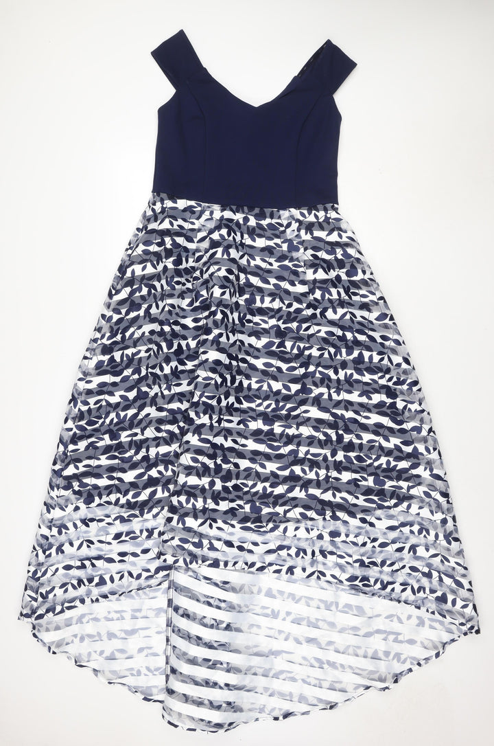 Coast Women's Blue Floral Fit & Flare Midi Dress Size 10