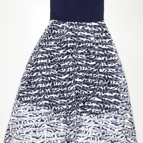 Coast Women's Blue Floral Fit & Flare Midi Dress Size 10