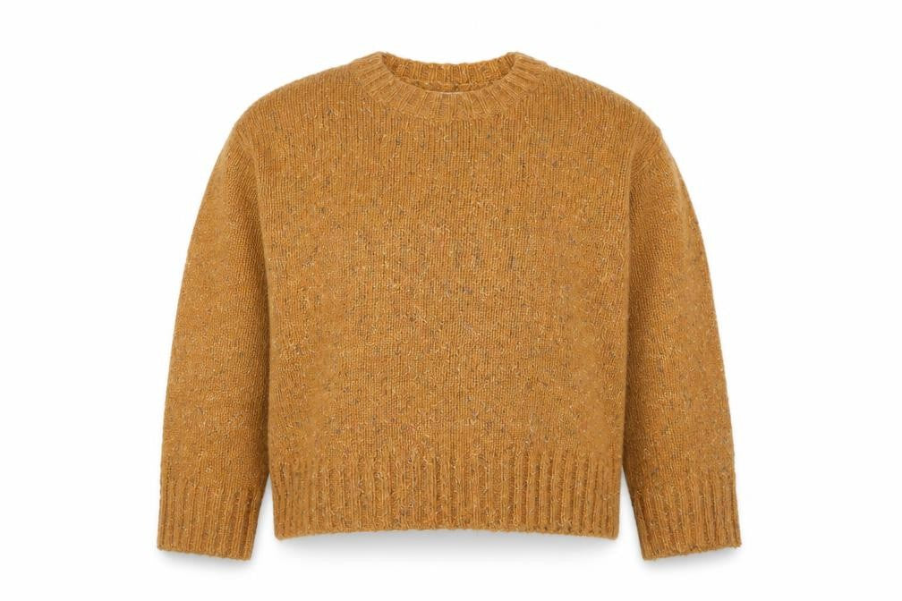 Front view of Numph Women's Brown Wool Blend Crew Neck jumper M/L