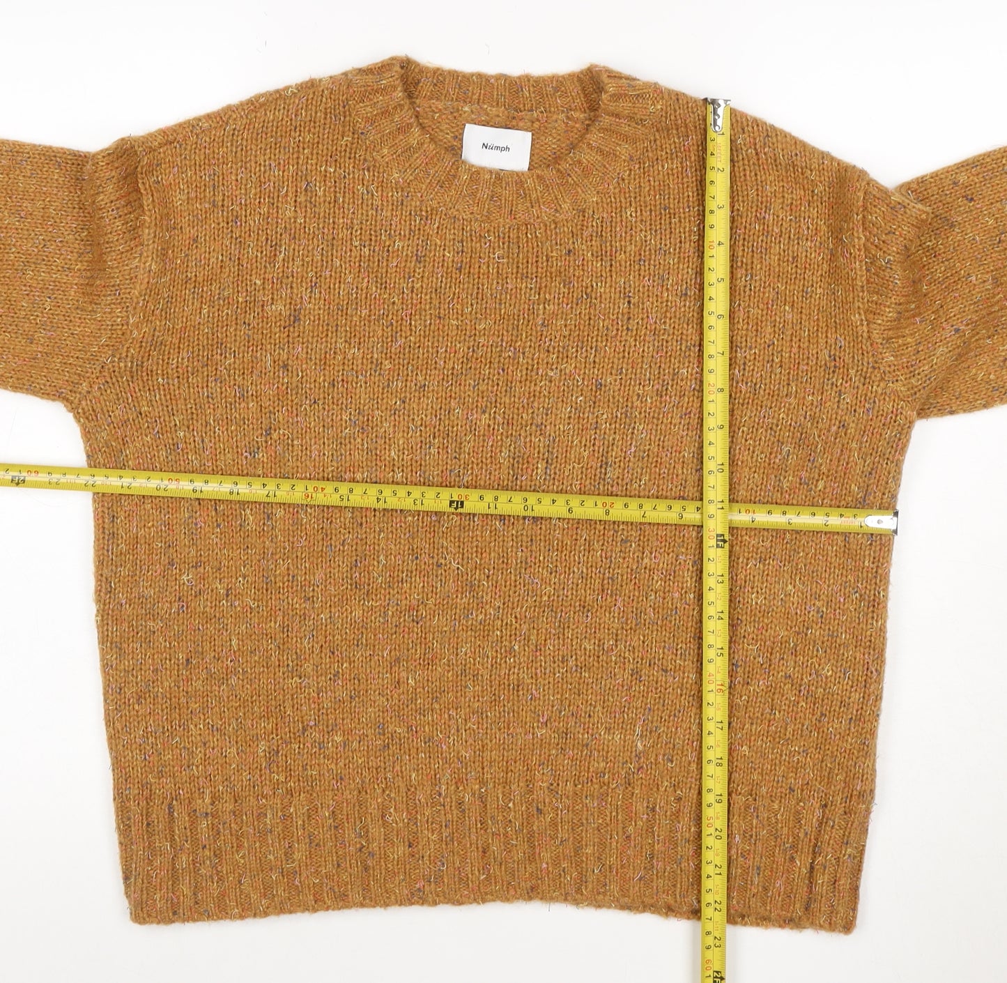 Numph Women's Brown Wool Blend Crew Neck Pullover Jumper M/L