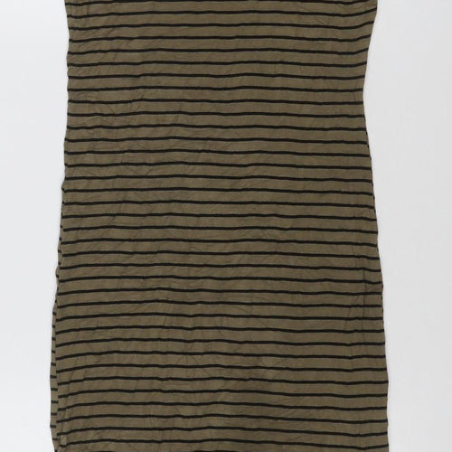 Forever 21 Women Brown Striped Tank Dress Size S Stretch Jersey