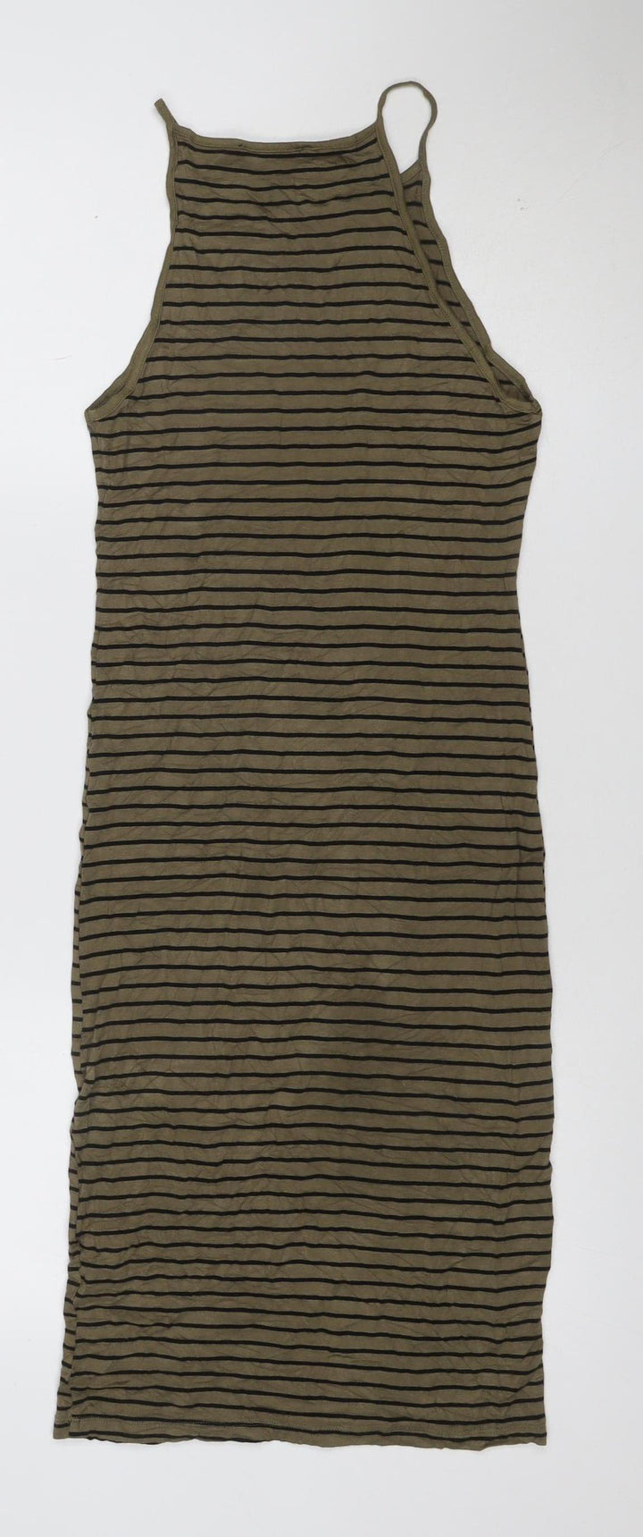 Forever 21 Women Brown Striped Tank Dress Size S Stretch Jersey