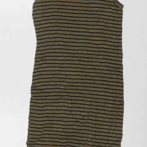 Forever 21 Women Brown Striped Tank Dress Size S Stretch Jersey