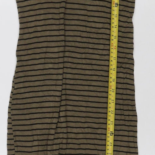 Forever 21 Women Brown Striped Tank Dress Size S Stretch Jersey
