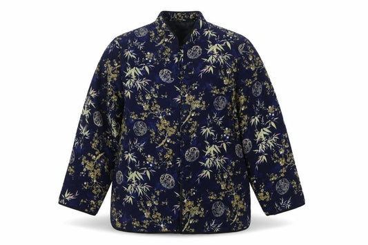 Tung Tai Womens Blue Floral Silk Kimono Jacket Size L