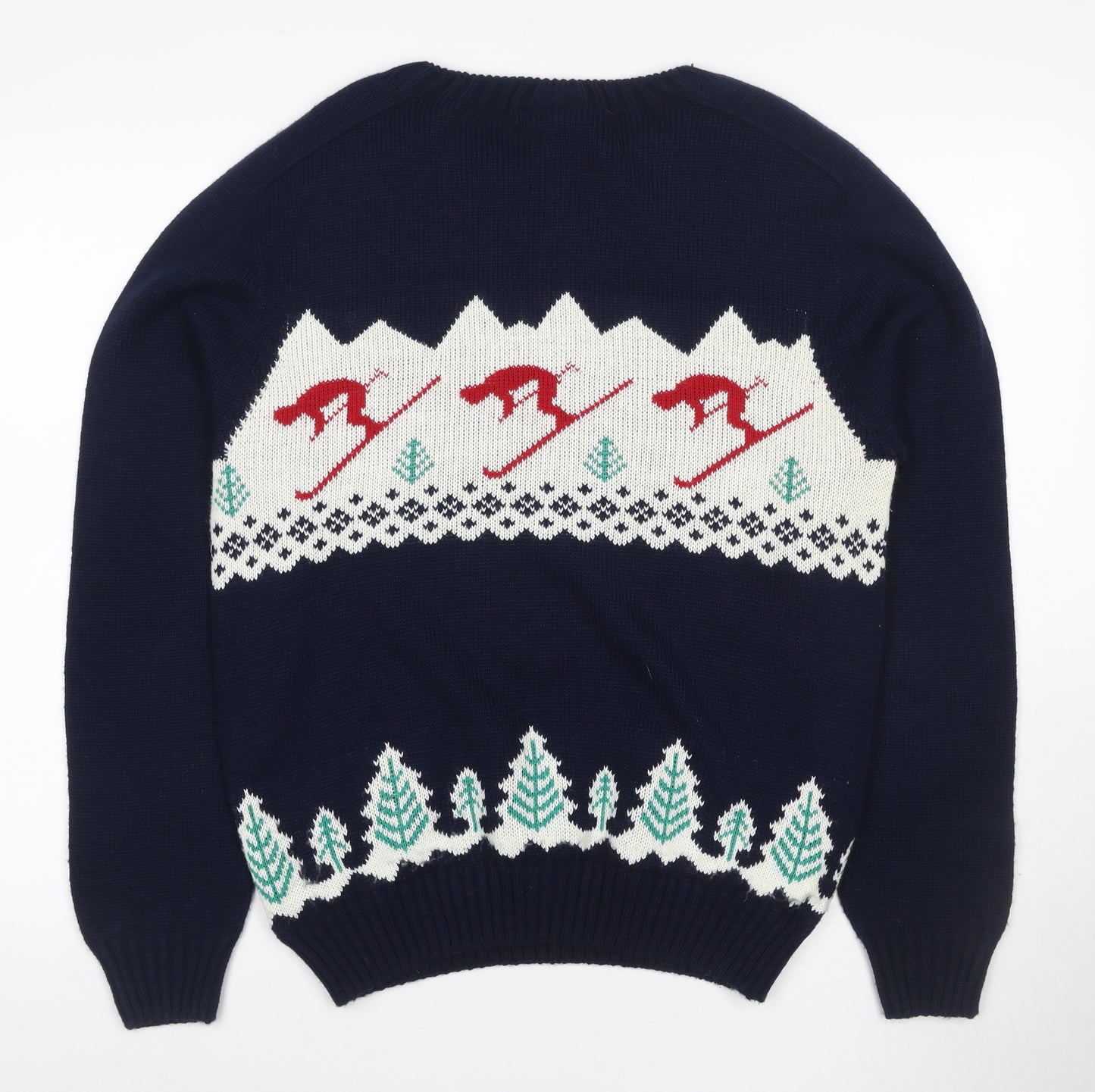 Sweater Shop Women Blue Ski Fair Isle Acrylic Jumper M