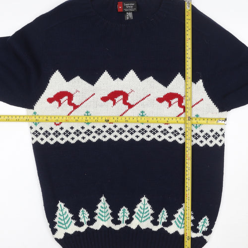 Sweater Shop Women Blue Ski Fair Isle Acrylic Jumper M
