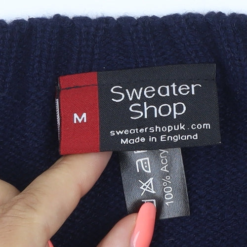 Sweater Shop Women Blue Ski Fair Isle Acrylic Jumper M