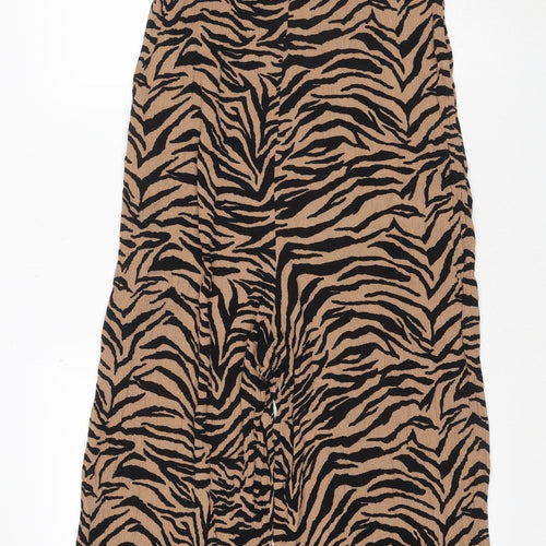 New Look Women's Beige & Black Zebra Print Jumpsuit Size 12 Viscose Strappy Wide-Leg