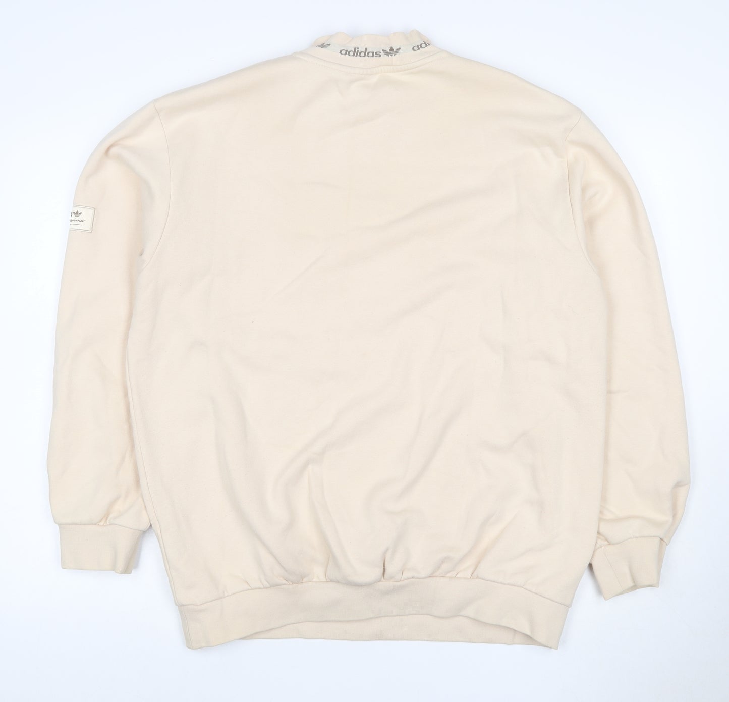 adidas Men's Beige 1/2 Zip Mock Neck Sweatshirt M Classic Logo