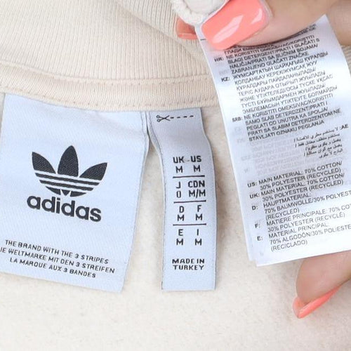 adidas Men's Beige 1/2 Zip Mock Neck Sweatshirt M Classic Logo