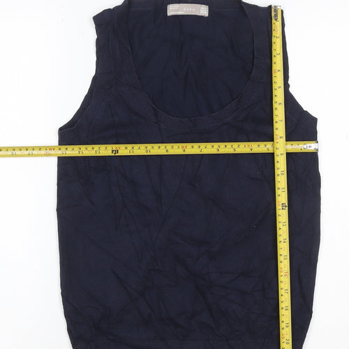 Zara Women Blue Cotton Knit Sleeveless Tank Top Size 12