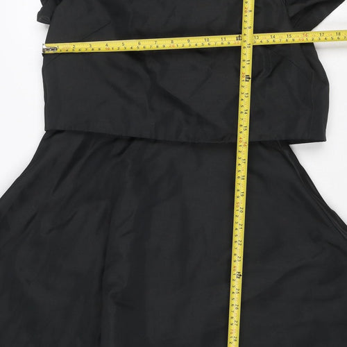 Warehouse Women Black Size 10 Fit & Flare Short Sleeve Dress