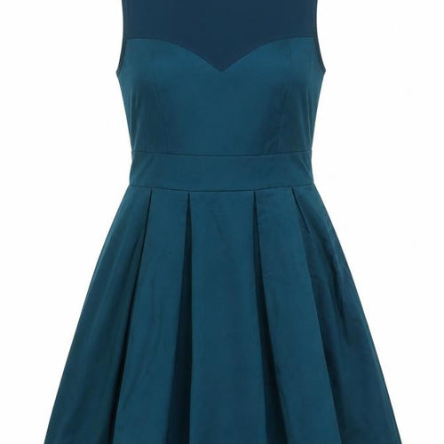 Warehouse Women’s Blue Fit & Flare Pleated Knee Length Dress UK 10
