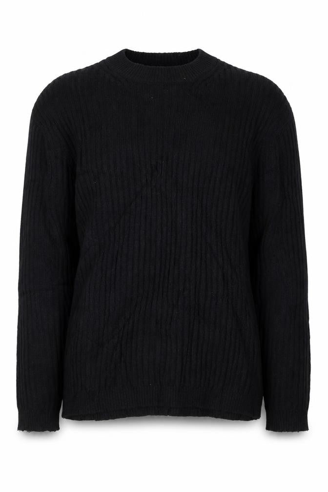 Front view of Marks & Spencer women’s black ribbed crew neck jumper s