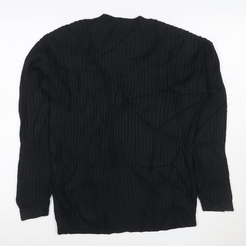 Marks and Spencer Womens Black Ribbed Crew Neck Pullover Jumper S