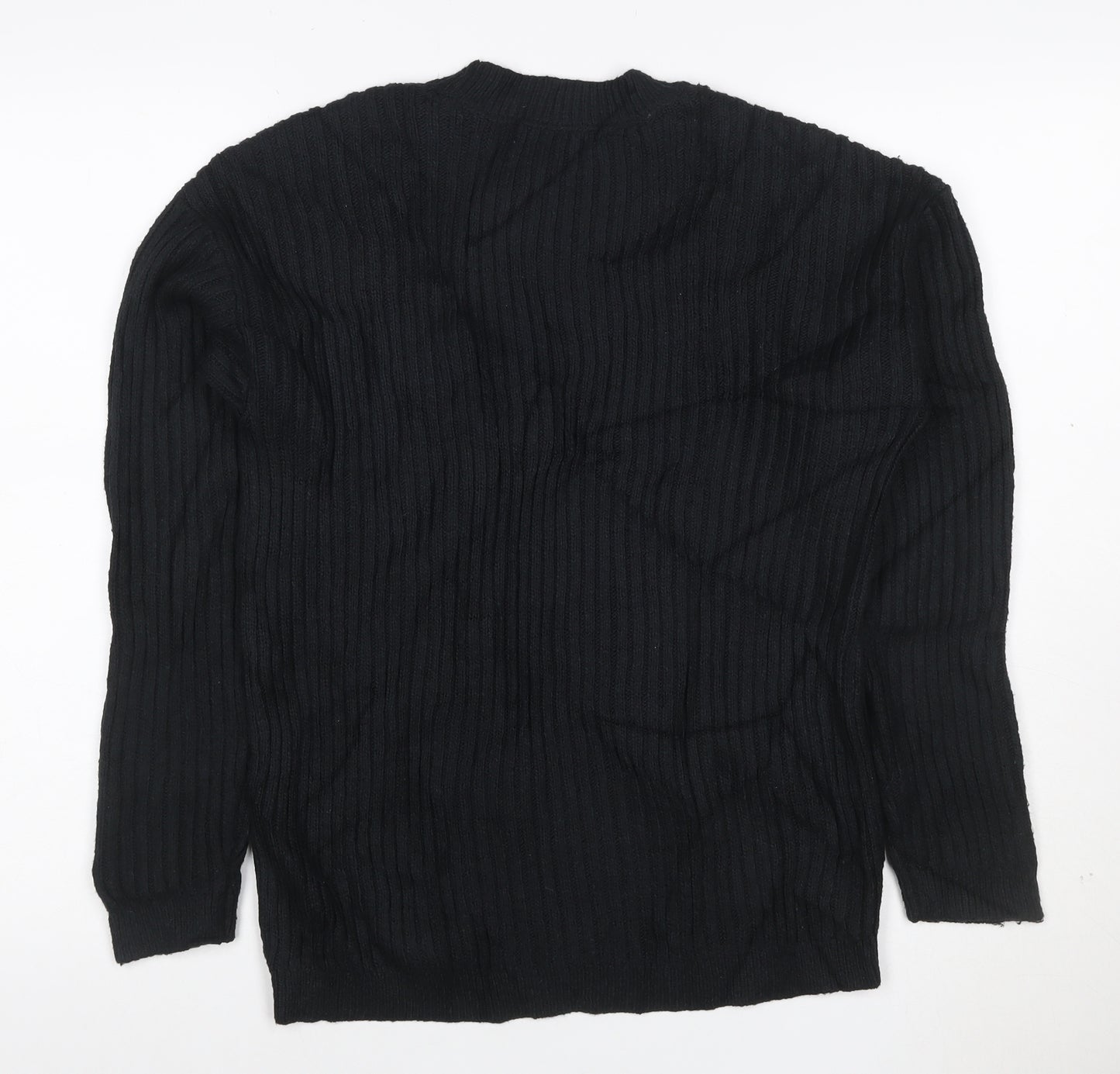 Marks and Spencer Womens Black Ribbed Crew Neck Pullover Jumper S
