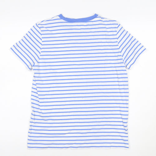 SELECTED FEMME Women's Blue White Striped Cotton T-Shirt M