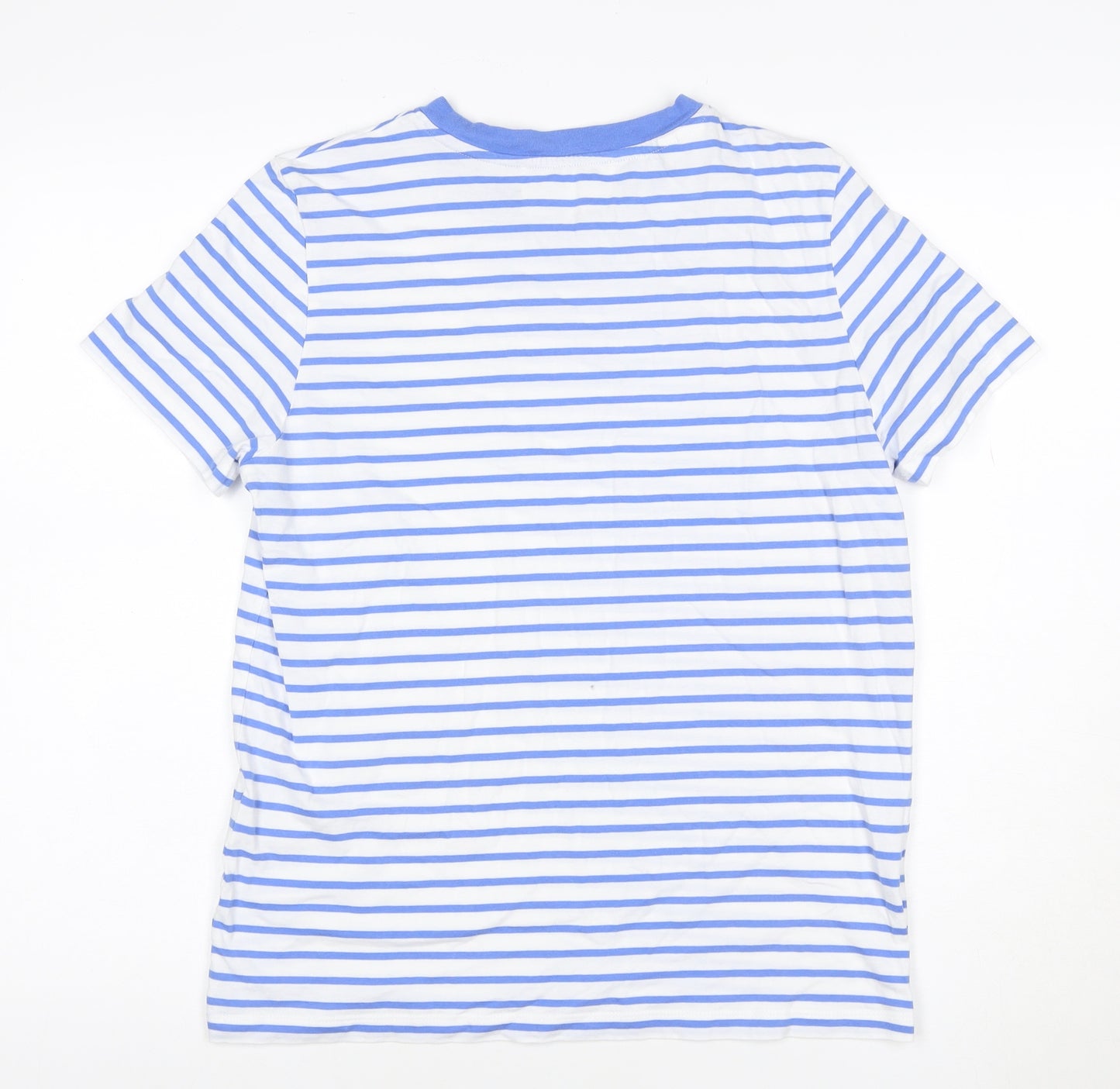 SELECTED FEMME Women's Blue White Striped Cotton T-Shirt M