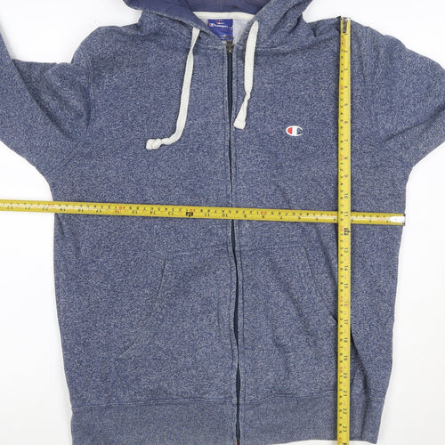 Champion Men Blue Full Zip Hoodie Size L Fleece Regular Fit
