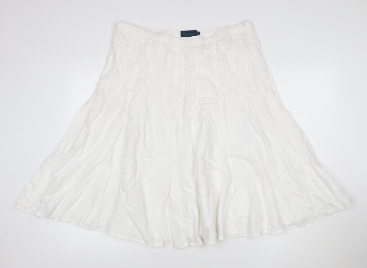 Boden Women White Linen A-Line Midi Skirt Size 16