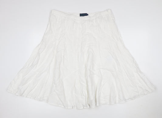 Boden Women White Linen A-Line Midi Skirt Size 16
