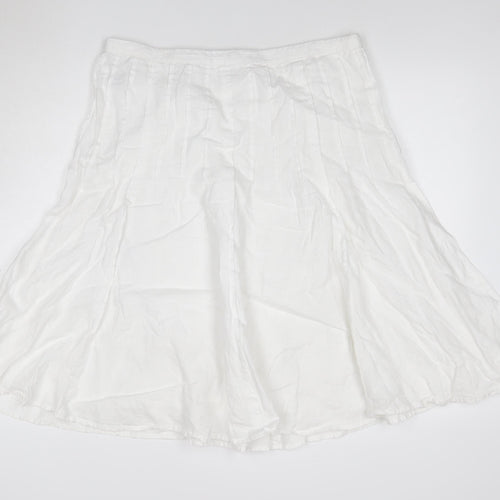 Boden Women White Linen A-Line Midi Skirt Size 16