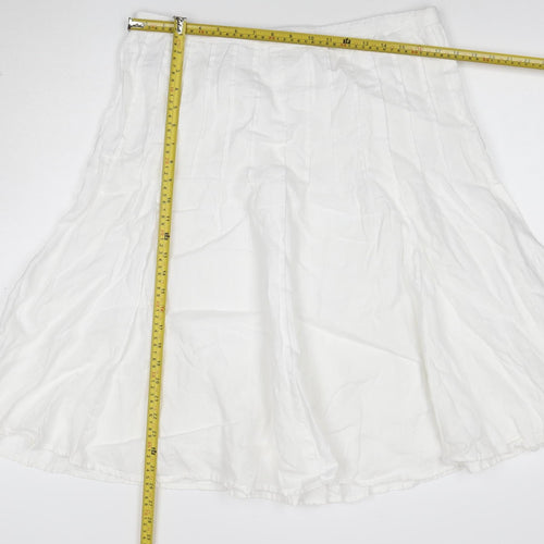 Boden Women White Linen A-Line Midi Skirt Size 16