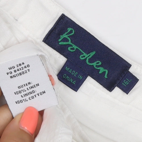 Boden Women White Linen A-Line Midi Skirt Size 16