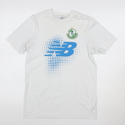 New Balance Mens White M Athletic Football Graphic T-Shirt