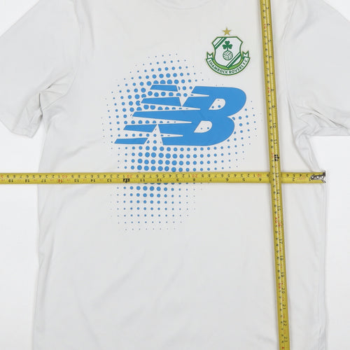 New Balance Mens White M Athletic Football Graphic T-Shirt