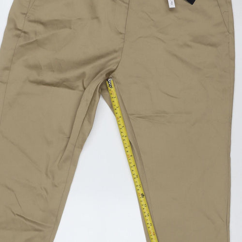 Marks and Spencer Women Beige Slim Chino Trousers Size 20 Short