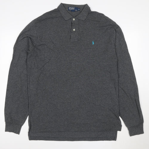 Polo Ralph Lauren Men's Grey Long Sleeve Cotton Polo Shirt M