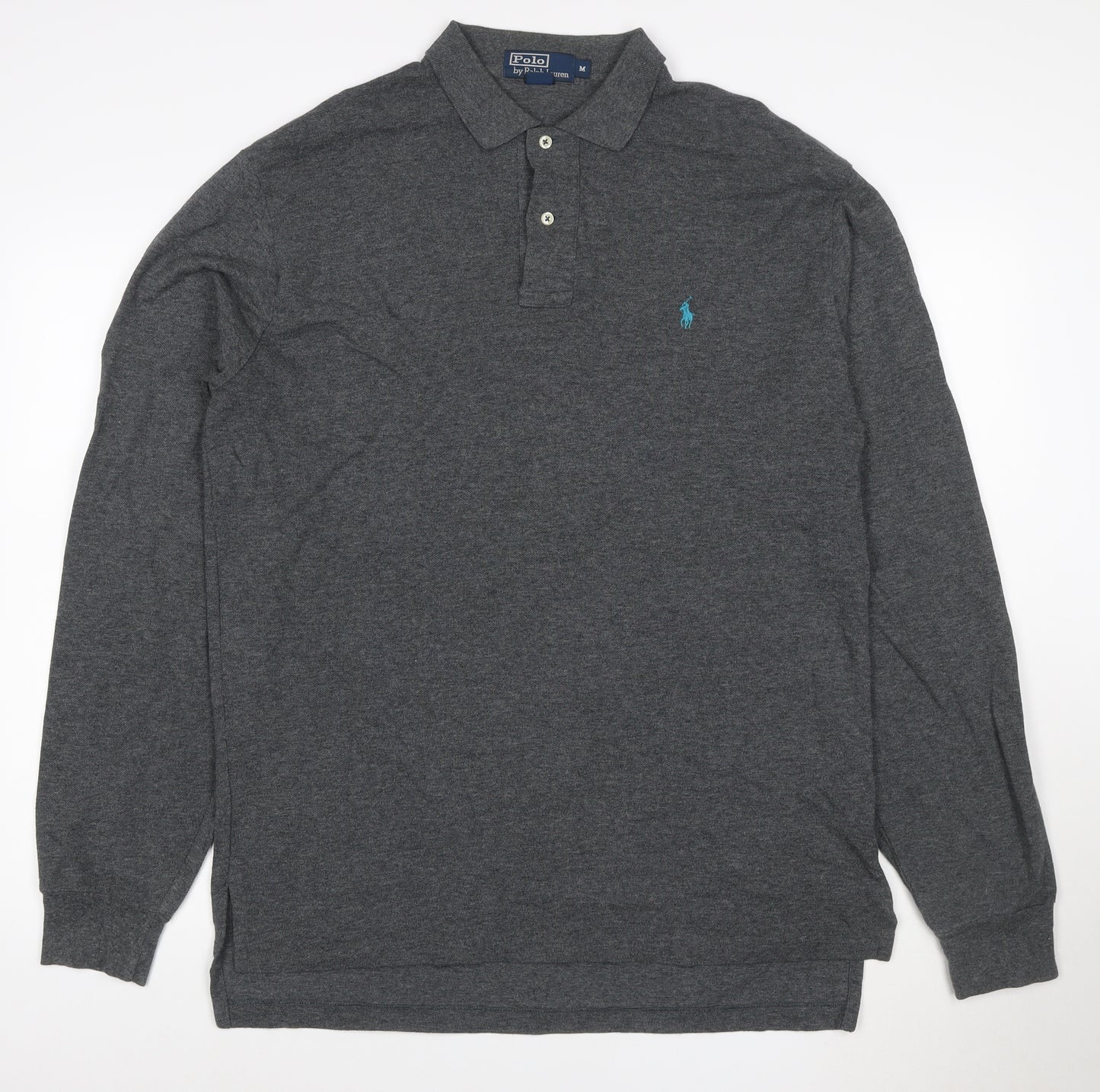Polo Ralph Lauren Men's Grey Long Sleeve Cotton Polo Shirt M